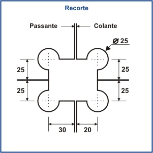 1319 - SUPORTE PARA UNIÃO DE 4 VIDROS À 90°