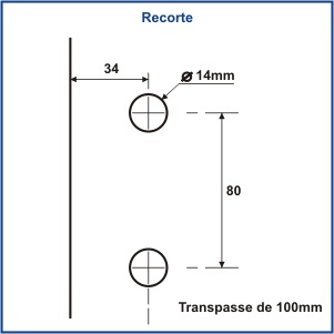 1711 - CONJUNTO MÃO-DE-AMIGO PARA PORTAS DE CORRER 2032/3 PARA TRANSPASSE DE 100MM