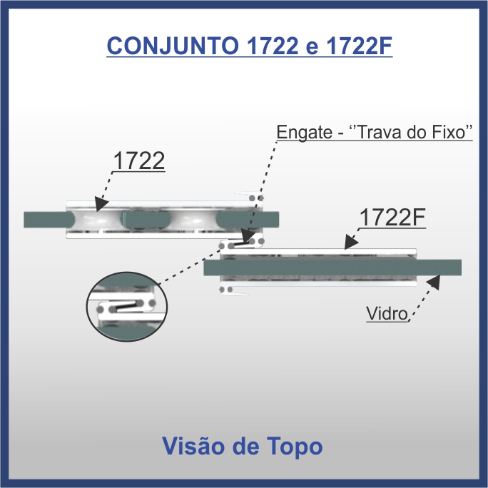 1722F - TRAVA DO VIDRO FIXO PARA CONJUNTO 1722 - TRANSPASSE DE 56MM